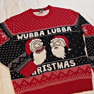 NEW NO TAGS Rick & Morty Mens Christmas Sweater Wubba Lubba Adult Swim Med